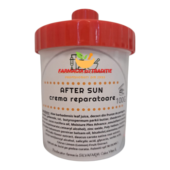 CREMA reparatoare AFTER SUN cu Acid Hialuronic, Peru balm, Aloe, Zinc  -100G
