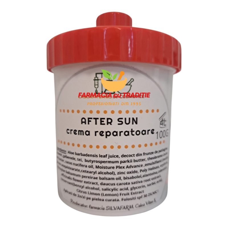 CREMA reparatoare AFTER SUN cu Acid Hialuronic, Peru balm, Aloe, Zinc  -100G