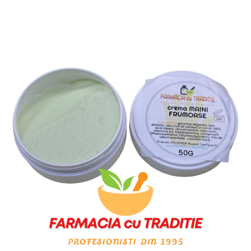 CREMA PENTRU MAINI USCATE cu Uree, Glicerina si ulei de Canepa -50g