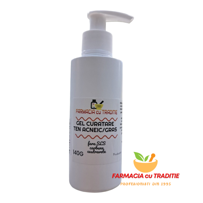 GEL CURATARE TEN ACNEIC, TEN GRAS cu Aloe, Castravete si Carbune -140g