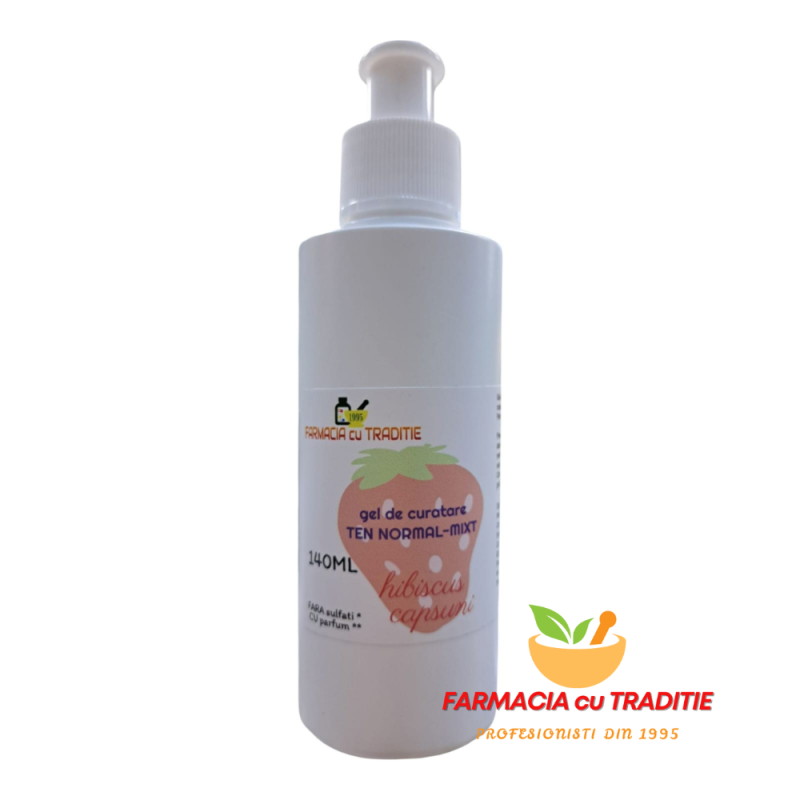 GEL DE CURATARE CU TENSIDE DIN COCOS, FARA SAPUN cu pudra exfolianta de Hibiscus