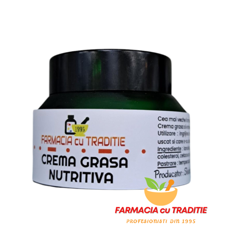 CREMA GRASA NUTRITIVA cu lanolina, cetaceum, colesterol si vitamine A,E,F -50G