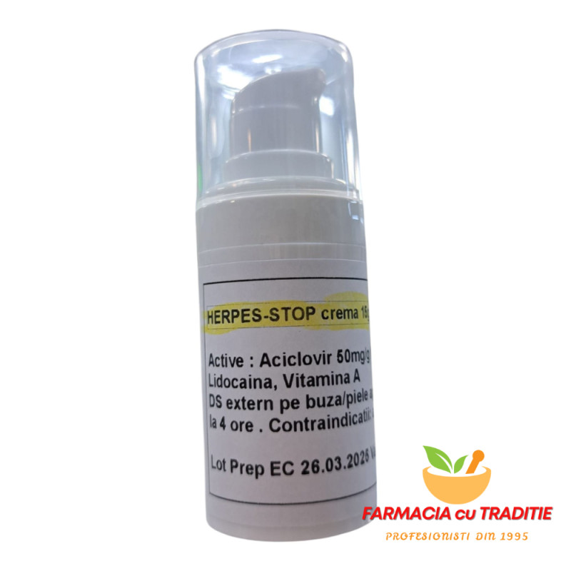 CREMA ANTIVIRALA TOPICA cu Aciclovir, Nistatina, Lidoacina. 15G