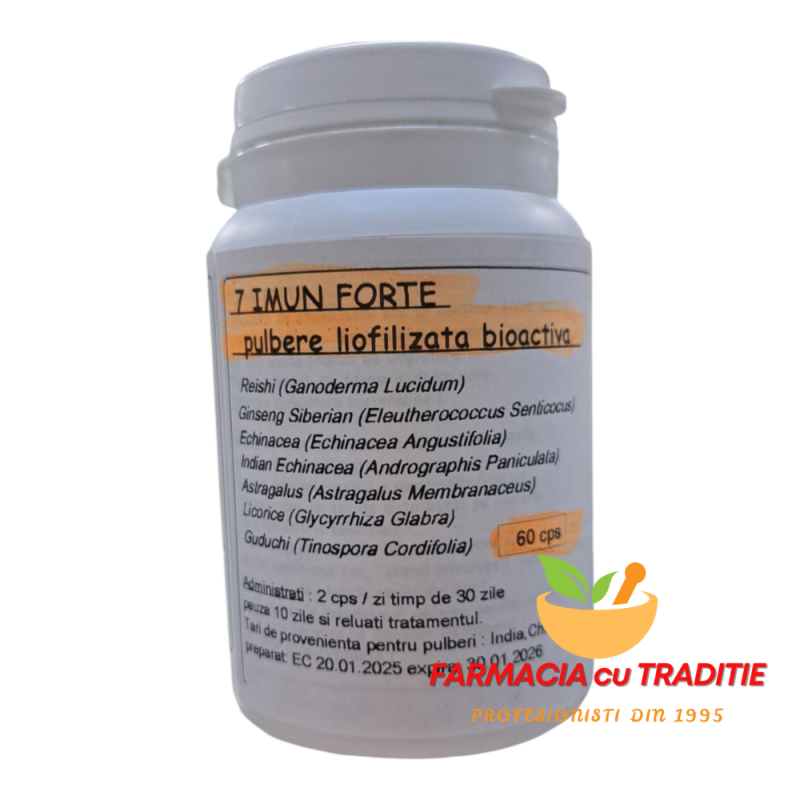 CAPSULE 7 IMUN- pudre vegetale si ciuperci chinezesti. 60 capsule