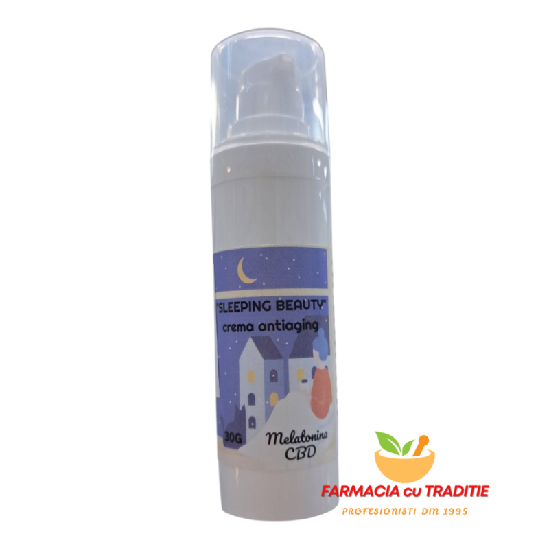 CREMA SLEEPING BEAUTY - antiaging de exceptie cu Melatonina, CBD- in baza transdermica - 30g