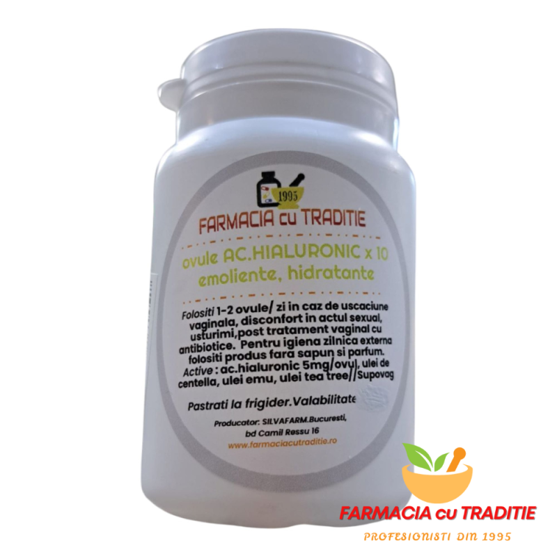 OVULE EMOLIENTE ANTI-USCACIUNE cu acid Hialuronic 50mg, Centella oil x 10 ovule