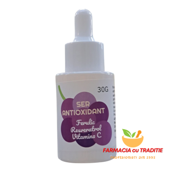 SERUM FACIAL ANTIOXIDANT cu Ferulic, Resveratrol si Vitamina C Lipozomala. 30ml 