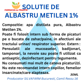 SOLUTIE ALBASTRU DE METILEN 1% 30ML - preparat in farmacie 