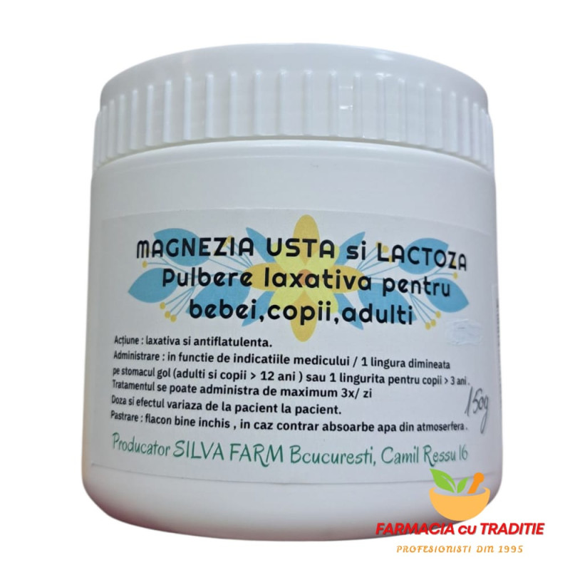 MAGNEZIA USTA si LACTOZA . Pulbere laxativa pentru bebei.copii,adulti -150grame
