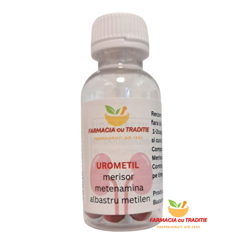 TRATAMENT INFECTII URINARE UROMETIL FARA DURERE SPASTICA cu merisor si albastru de metil x10 capsule                      